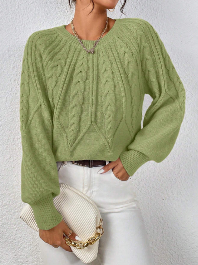 Damen Strickpullover mit Zopfmuster und weitem Schnitt EB