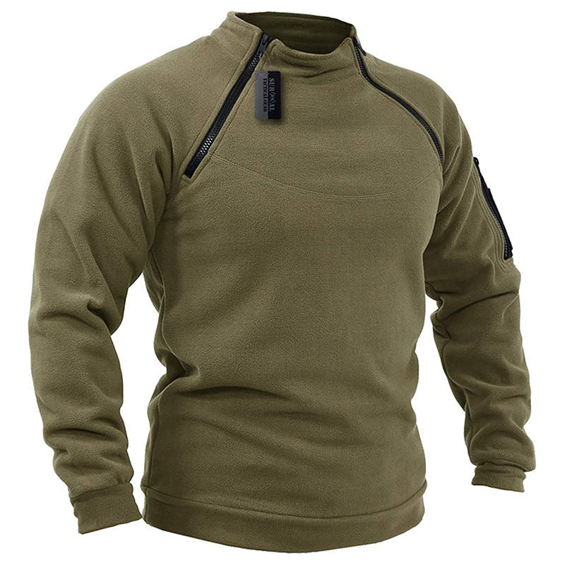 Herren Funktions-Fleecepullover mit Schulterbelüftung, hohem Stehkragen und Ärmeltasche EB