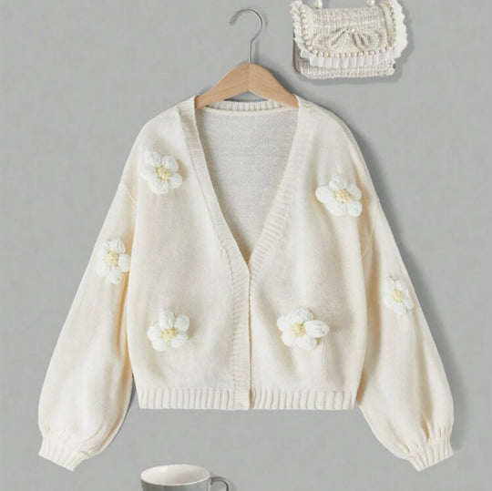 Damen Kurzjacke mit verspielten Blumenapplikationen EB