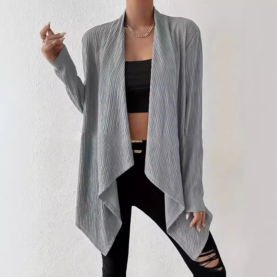 Damen Langärmlige Strickjacke mit strukturiertem Design und offenem Schnitt EB
