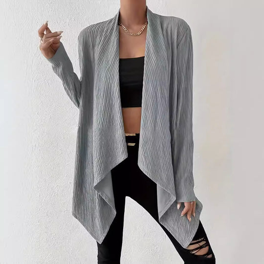 Damen Langärmlige Strickjacke mit strukturiertem Design und offenem Schnitt EB