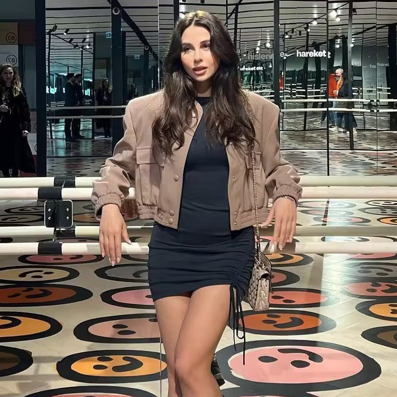 Damen elegante Sweatjacke mit praktischen Taschen und modernem Stehkragen EB