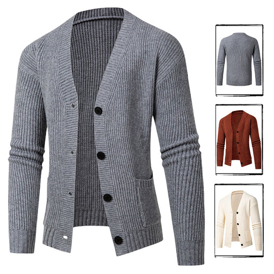 Herren modische Strickjacke mit feinem Rippstrickdesign EB