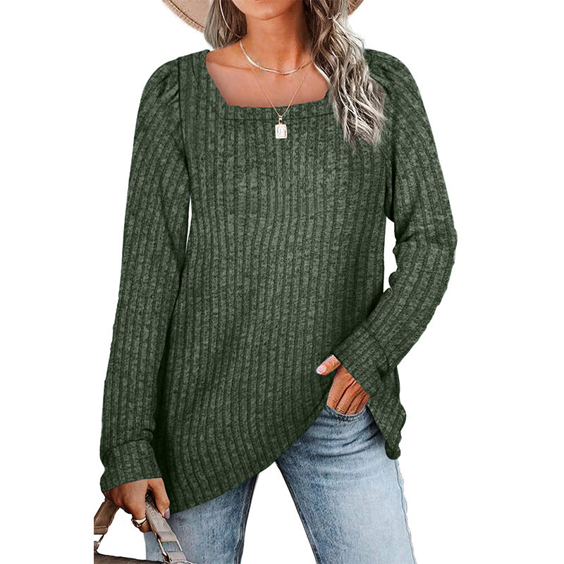 Damen lässiger Strickpullover mit weitem Schnitt und modernem Rippenmuster EB