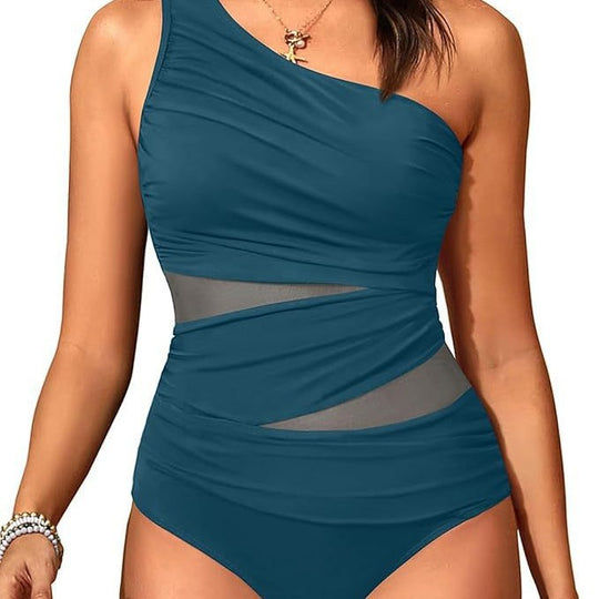 Damen stilvoller Badeanzug mit asymmetrischem Schnitt EB