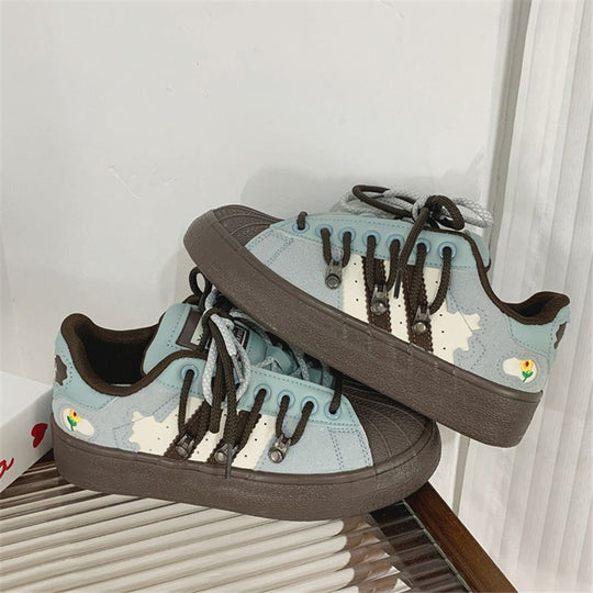 Damen Sportliche Sneakers mit einzigartiger Textur und bequemer Schnürung EB
