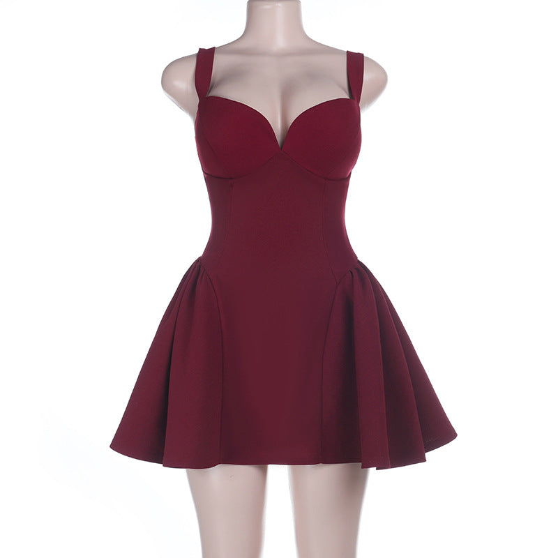 Damen Cocktailkleid mit gepolstertem Bustier und schwingendem Rock EB