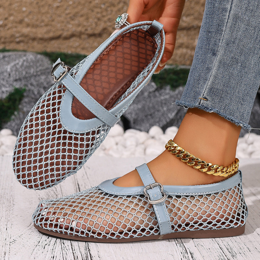 Damen Stilettos mit netzartigem Obermaterial und moderner Schnallenapplikation EB