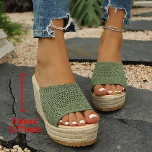 Damen Plateausandalen mit geflochtener Oberseite EB