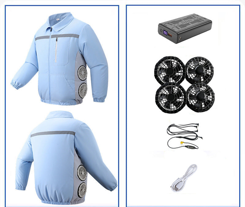 Unisex nan kühlende Ventilationsjacke mit integrierten seitlichen Lüftern und atmungsaktivem Funktionsmaterial R&B