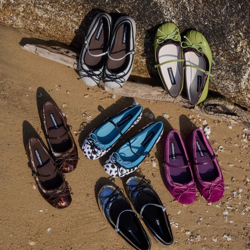 Damen Ballerinas mit modischem Punktmuster und komfortablem Fußbett EB