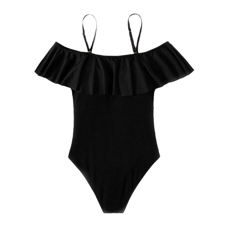Damen eleganter einteiliger Badeanzug mit Rüschendetails EB