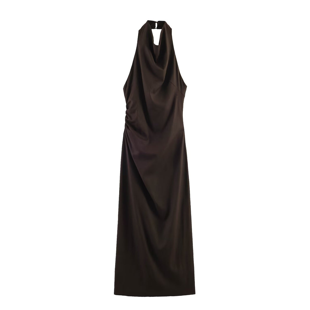 Damen Maxikleid mit elegantem Drapierungsdesign EB