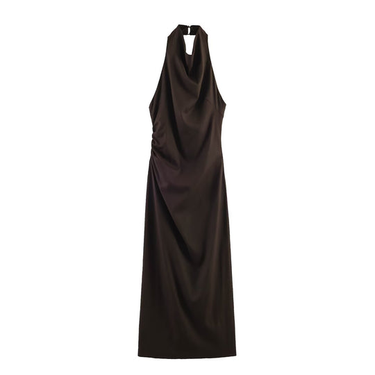 Damen Maxikleid mit elegantem Drapierungsdesign EB