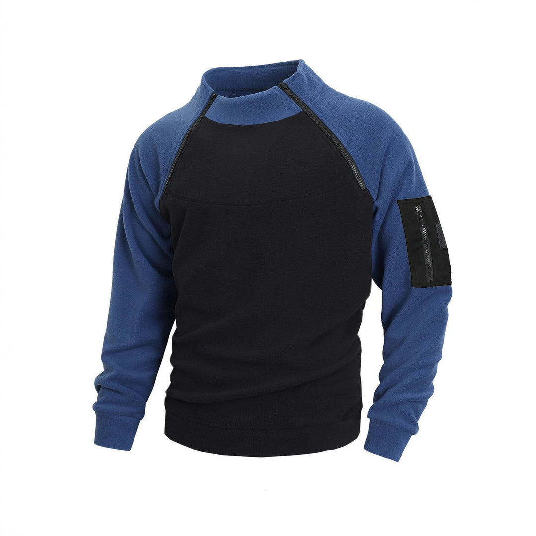 Herren nan technischer Fleece-Halbzip-Pullover mit asymmetrischen Schulterreißverschlüssen und Reißverschluss-Ärmeltasche EB