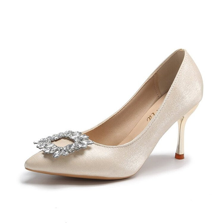 Damen elegante Spitzenpumps mit funkelndem Strassakzent EB