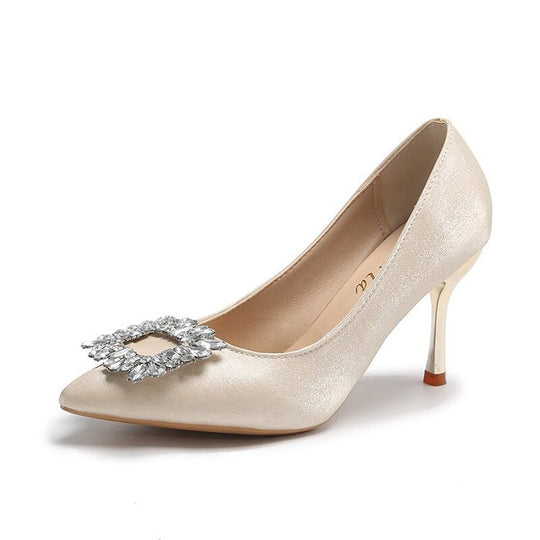 Damen elegante Spitzenpumps mit funkelndem Strassakzent EB