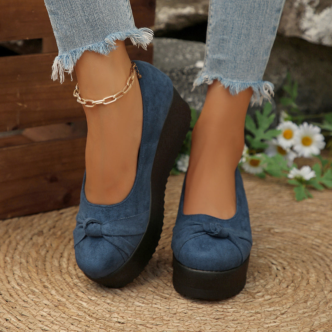 Damen Wedge-Pantoletten mit dekorativem Schleifenakzent und modischem Design EB
