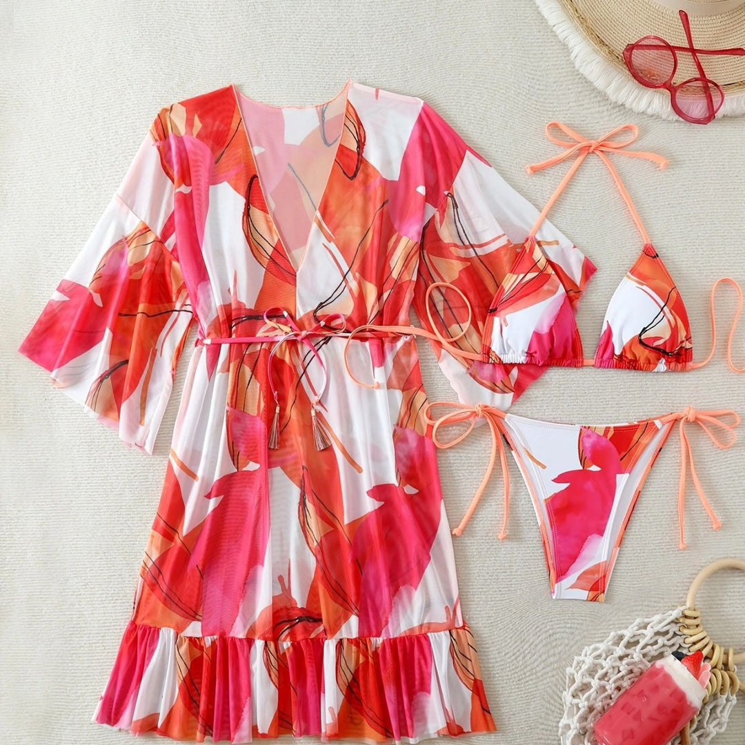 Damen Bikiniset mit floralem Kaftan EB