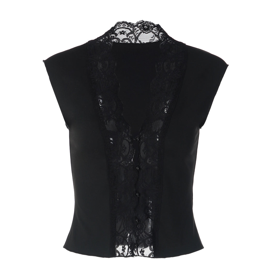 Damen Elegantes Spitzenoberteil mit tiefem V-Ausschnitt EB