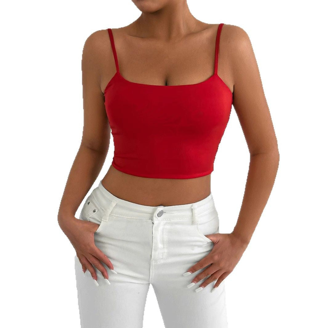 Damen Figurbetontes Crop-Top aus elastischem Material mit Spaghetti-Trägern EB