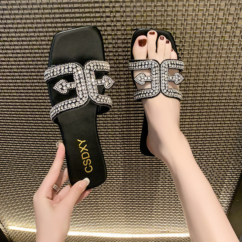 Damen Modische Riemchen-Sandalen mit funkelndem Strass-Detail und elegantem Design EB
