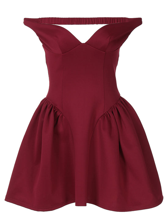 Damen Kleid mit verführerischem V-Ausschnitt und schwingendem Rock EB