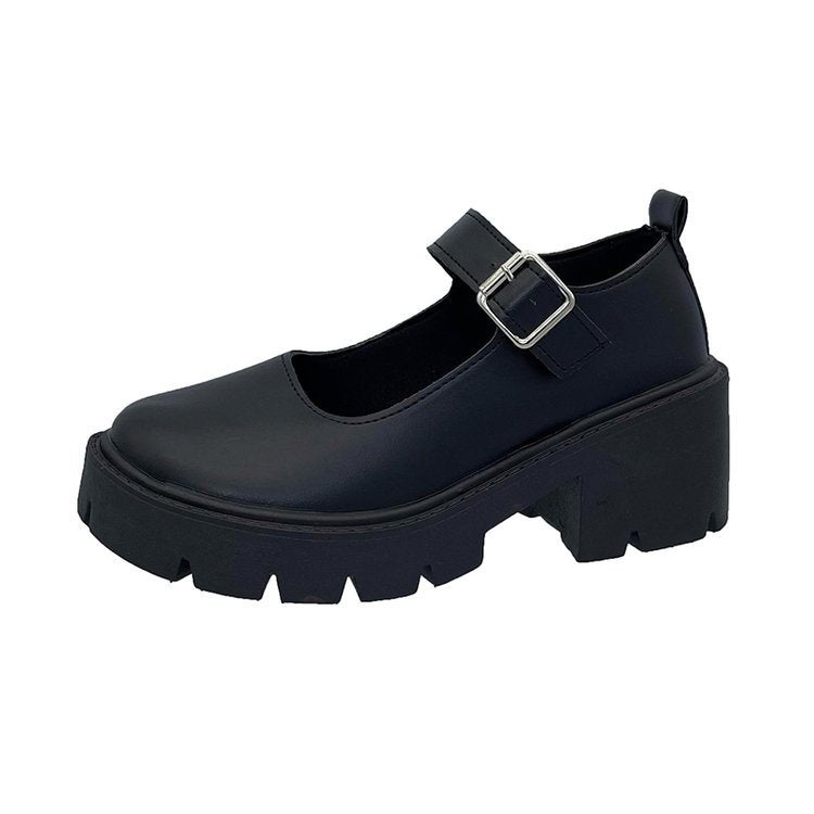 Damen Mary Jane Schuhe mit robustem Plateau und modischem Riemchen EB