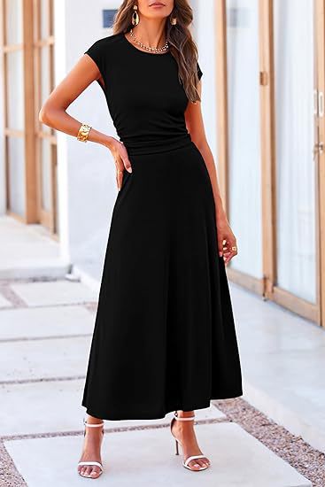 Damen Midi-Kleid mit hohem Taillenbund EB