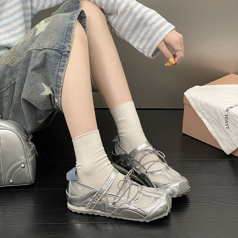 Damen elegante Ballerinas mit Punkten EB