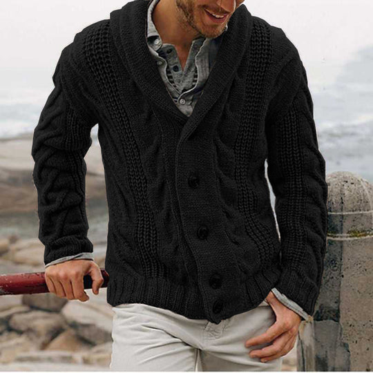 Herren nan grobstrick Cardigan mit Schalkragen und Zopfmuster EB