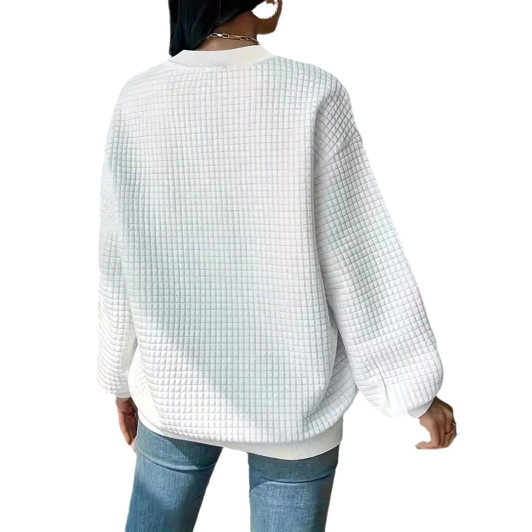 Damen Pullover mit strukturiertem Waffeldesign und lässigem Schnitt EB