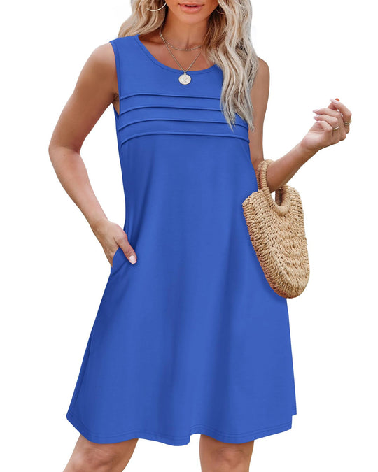 Damen Sommerkleid mit eleganter Faltenstruktur und praktischen Eingrifftaschen EB