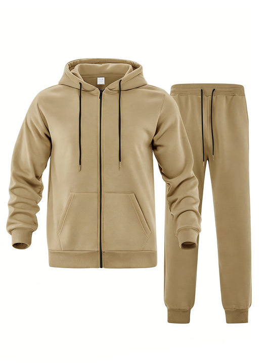 Herren nan zweiteiliges Jogginganzug-Set mit durchgehendem Reißverschluss Kapuzenjacke und taillierter Jogginghose EB