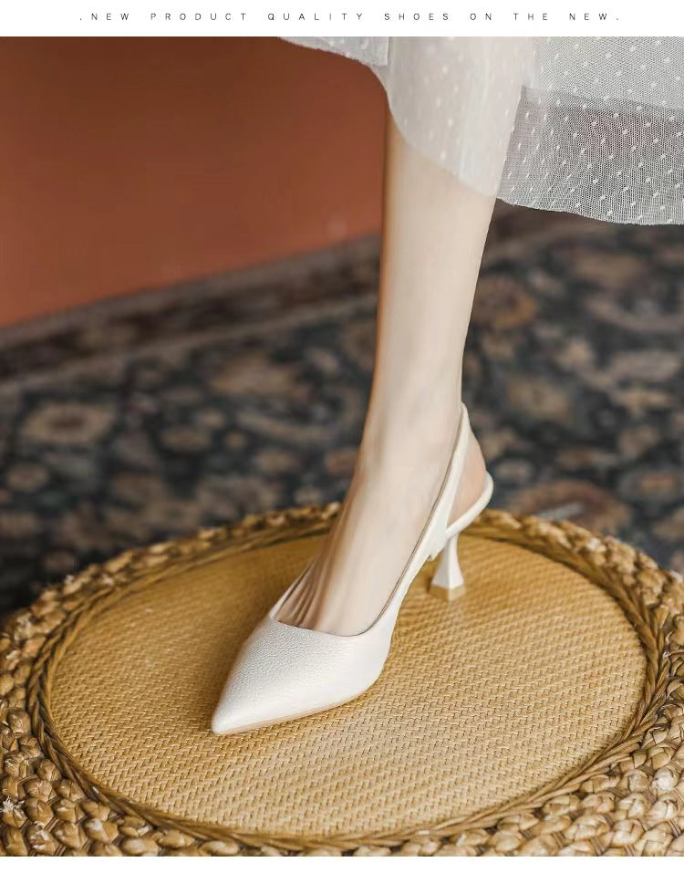 Damen spitze Slingback-Pumps mit elegantem Blockabsatz EB
