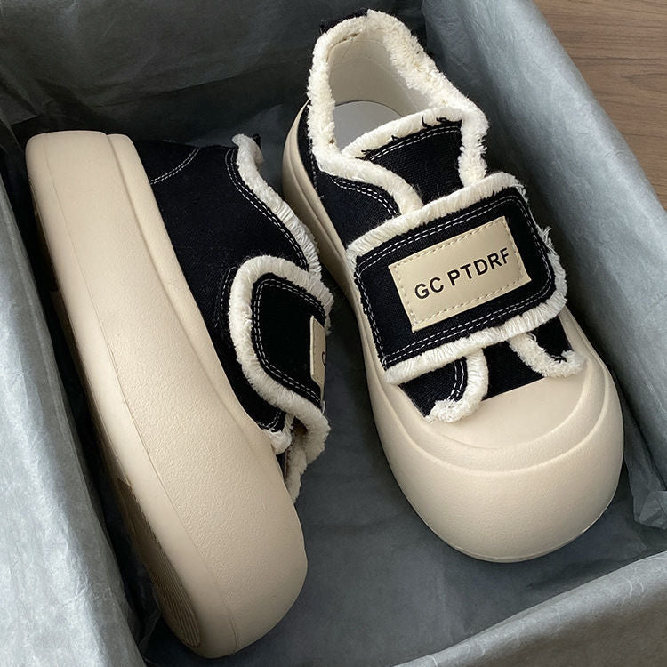 Damen modische Sneakers mit bequemem Klettverschluss und schaumstoffgepolsterter Sohle EB