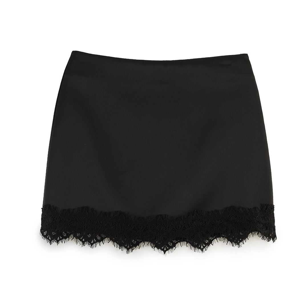 Damen Feiner Rock mit eleganter Spitzenverzierung EB