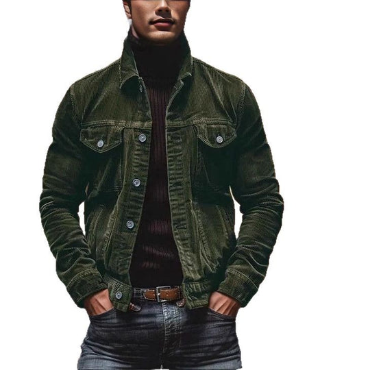 Herren Cordjacke im klassischen Design mit praktischen Brusttaschen und Knopfdetails EB