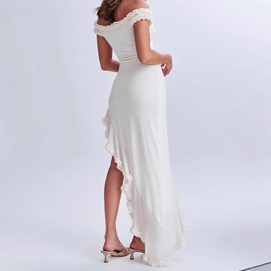Damen Elegantes Maxikleid mit Rüschendetail EB