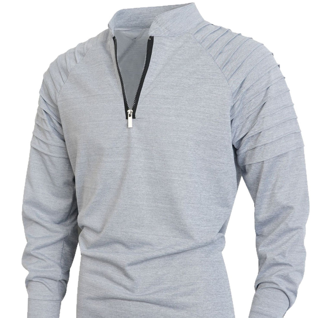 Herren nan Slim-Fit Troyer mit gesteppter Schulterpasse und halbem Reißverschluss EB
