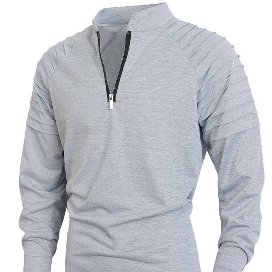 Herren nan Slim-Fit Troyer mit gesteppter Schulterpasse und halbem Reißverschluss EB