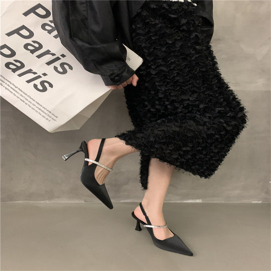 Damen Elegante Slingback-Pumps mit Glitzerakzent und spitzem Zehenbereich EB