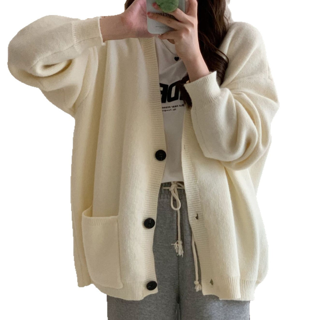 Damen Gemütliche Strickjacke mit weiten Ärmeln und praktischen Taschen EB