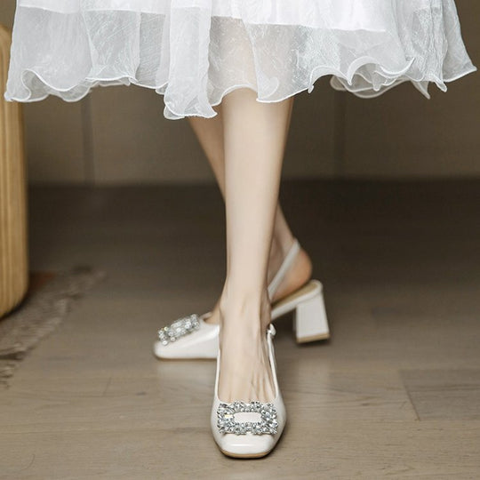 Damen elegante Slingback-Pumps mit funkelndem Schmuckdetail EB