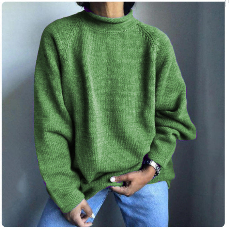Damen nan kastiger Feinstrickpullover mit kurzem Stehkragen und Raglanärmeln EB