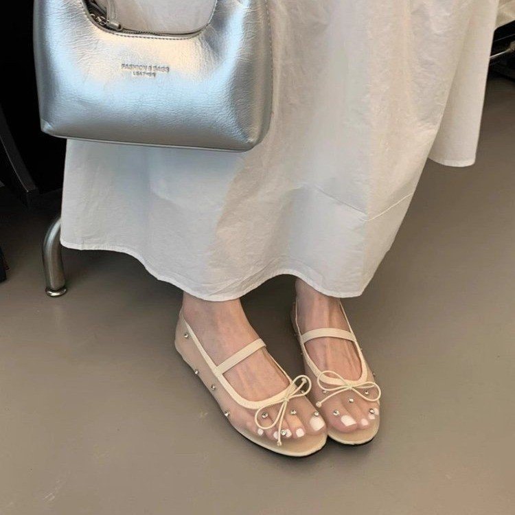 Damen stilvolle und bequeme Ballerinas mit Schmuckdetails EB
