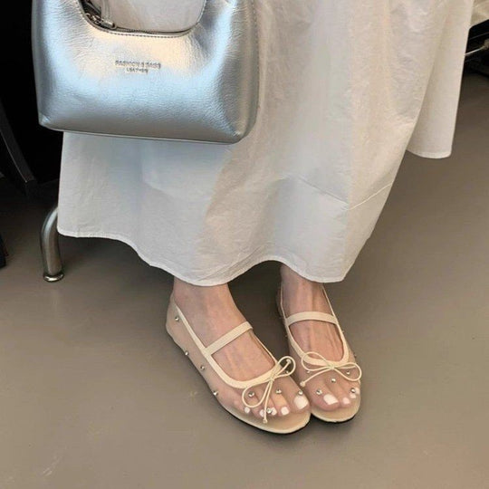 Damen stilvolle und bequeme Ballerinas mit Schmuckdetails EB