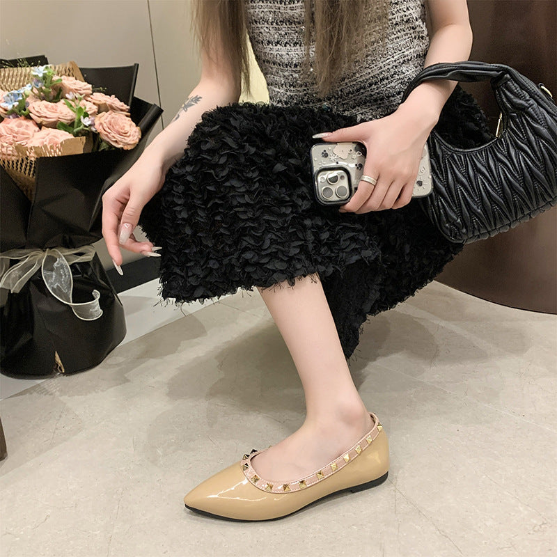 Damen spitze Ballerina Schuhe mit Nieten-Details EB