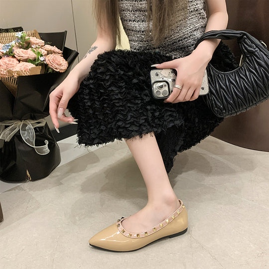 Damen spitze Ballerina Schuhe mit Nieten-Details EB