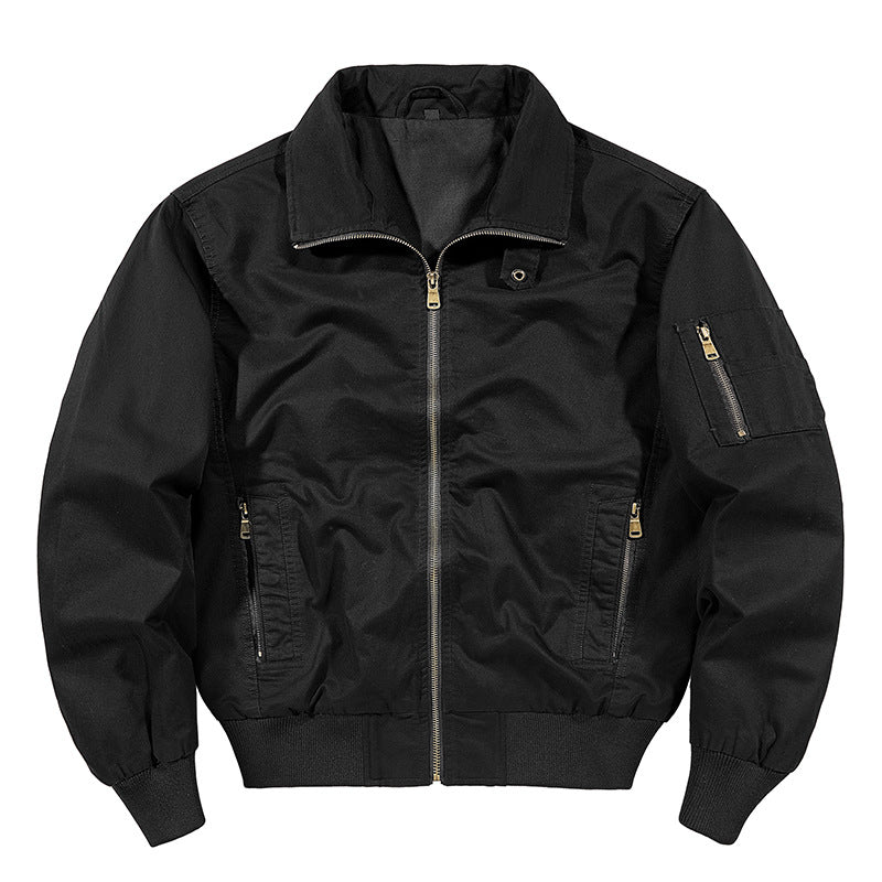 Men's  rugged cotton-blend utility bomber with ribbed trim and zip sleeve pocket EB